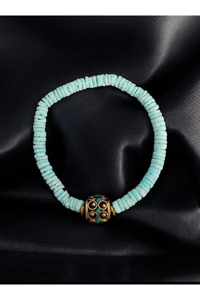 Porsuk Alternatif سوار نسائي مرن مصنوع يدويًا من حجر اللؤلؤ الطبيعي