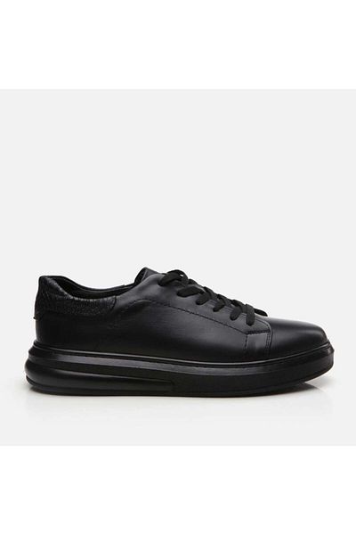 Yaya by Hotiç Schwarze Herren-Freizeitschuhe aus echtem Leder