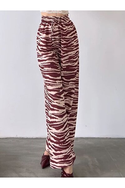 akkanatbutik Women's Patterned Elastic Waist Wrap Pants