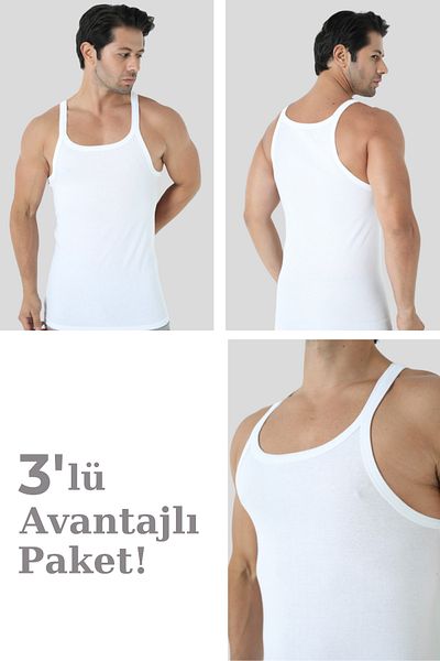 Arma Yıldız Ανδρικό εσώρουχο με λεπτές τιράντες 3 συσκευασιών από ελαστικό ύφασμα από βαμβακερό ραβδωτό