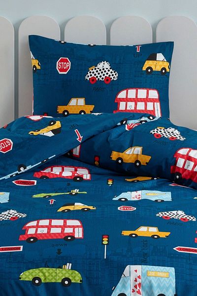 Eponj Home Paula Blue Единичен комплект кувертюри за лесно гладене
