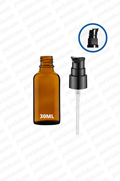 parlakcam 30ml Siyah Losyon Pompası Amber Cam Şişe 30cc Siyah Krem Pompası Ba...