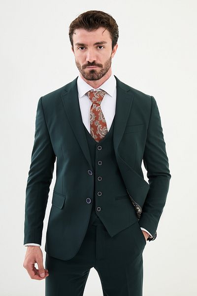 Mcr Straight Slim Fit Mono Collar Classic Men's Suit Khaki - 45356.24K