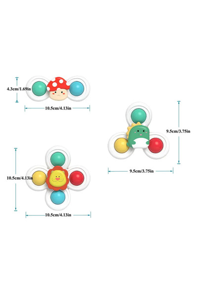 Choice C177- B-3pcs 3PC Set Suction Cup Spinning Cartoon Animal Spinner Toys For Kids Window Baby High Chai