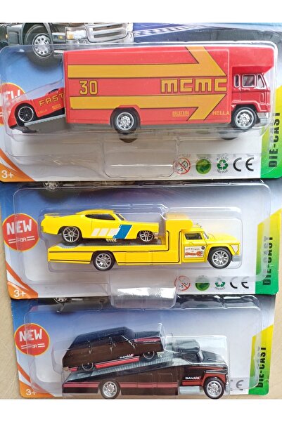 OYUNCAKSAHİLİ Kızaklı Çekici Araba Ve Kamyon 3 Adet Birden Diecast Taşıyıcı Metal Araba Ve Kurtarıcı Seti