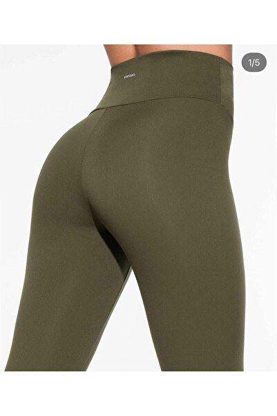 manolyabutik Pančuchové nohavice s vysokým pásom – extra priliehavé. Khaki 2