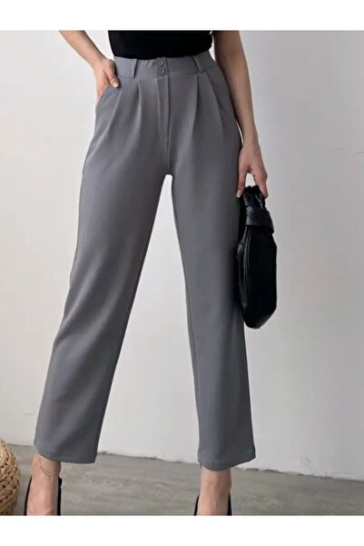 akkanatbutik Kadın Yüksek Bel Pileli Havuç Pantolon