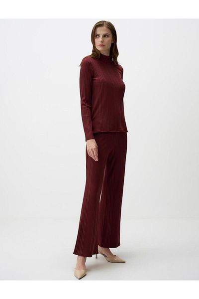 Jimmy Key Burgundy High Waist Spanish Leg Trousers