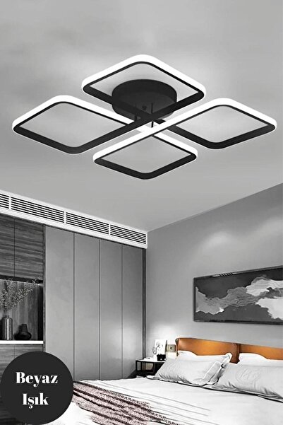 Rarossa Novem Siyah Plafonyer Beyaz Işık Ultra Ledli Salon Mutfak Oda Hol Led...