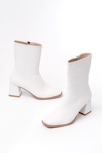İNFON Infon Msk-032 White Heeled Zippered Women's Boots