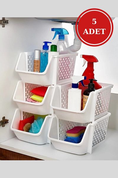 BRAMBLE LIFE 5 Multi-Purpose Organizer Inside the Cabinet, Under the House and Refrigerator, White