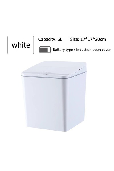 Choice سلة مهملات صغيرة ذكية تعمل بالبطارية سعة 6 لترات، مزودة بمستشعر حركة بالأشعة تحت الحمراء، تعمل تلقائيًا بدون لمس.