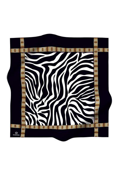 Vissona Tivil Silk Scarf 10509-0001-0002 Μαύρο Μικτό σχέδιο