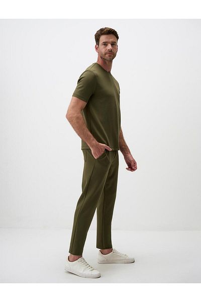 Jimmy Key Khaki Slim Fit Knitted Jogging Bottom