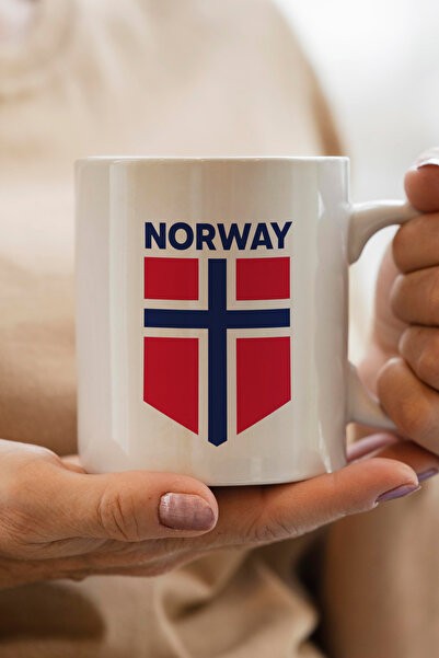 South Steel Norveç Bayrağı Baskılı Premium Kupa Bardak