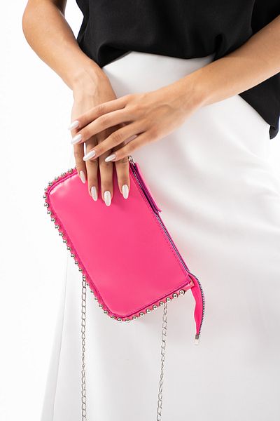NBİBAGS Geantă de mână și de umăr pentru femei, mini cu margele fucsia