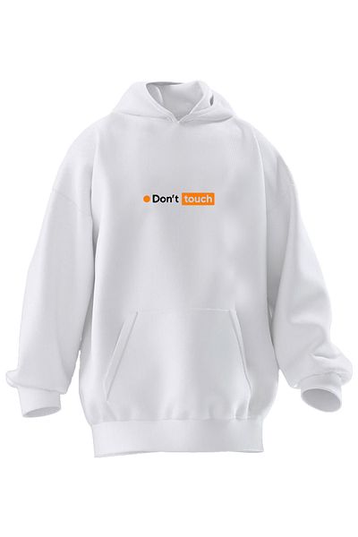NMG TEKSTİL Φούτερ με κουκούλα Unisex Premium Cotton White Dont Touch με στάμπα 3 νημάτων