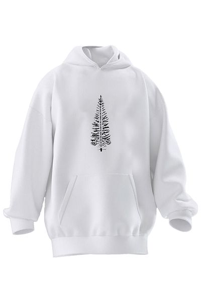NMG TEKSTİL Φούτερ με κουκούλα Unisex Premium από βαμβακερό λευκό πεύκο με μοτίβο με 3 νήματα