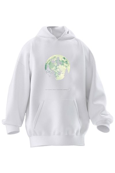NMG TEKSTİL Φούτερ Unisex Premium Cotton White Bicycle Full Moon με στάμπα με κουκούλα με 3 νήματα