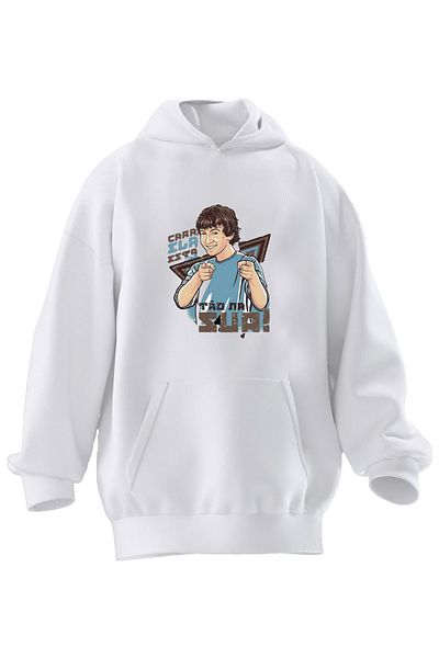 NMG TEKSTİL Φούτερ Unisex Premium Cotton White Tad Sua με κουκούλα με 3 νήματα