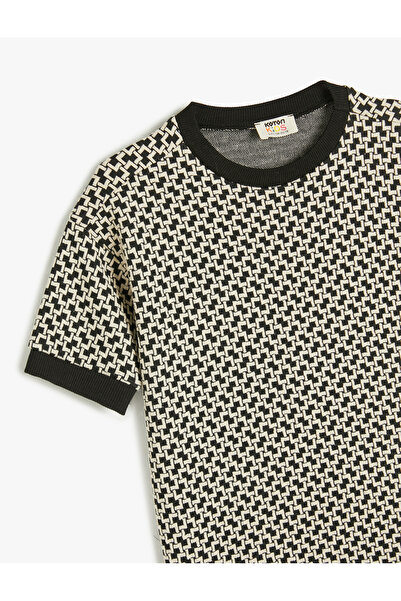 Koton Örme Jakarlı Kısa Kollu Bisiklet Yaka Sweatshirt