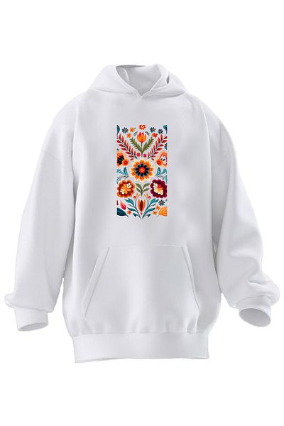 NMG TEKSTİL Φούτερ με κουκούλα Unisex Premium από βαμβακερό λευκό πλεκτό μοτίβο με 3 νήματα
