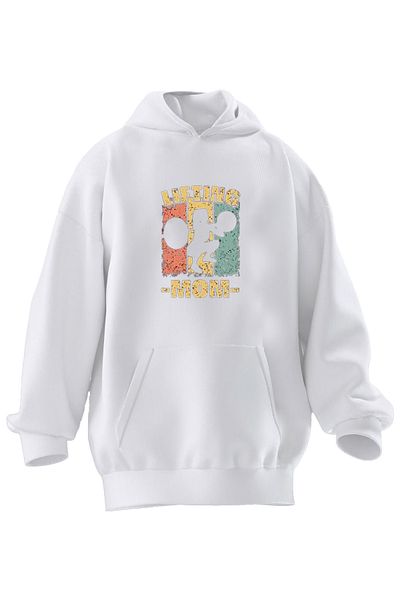 NMG TEKSTİL Φούτερ με κουκούλα Unisex Premium Cotton White Lifting Mom με στάμπα 3 νημάτων
