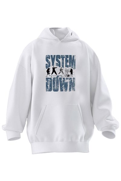 NMG TEKSTİL Φούτερ Unisex Premium Cotton White System με στάμπα με κουκούλα με 3 νήματα
