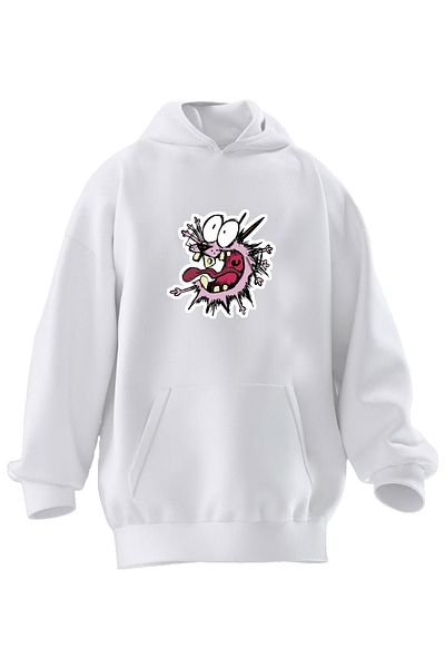NMG TEKSTİL Φούτερ με κουκούλα Unisex Premium Βαμβακερό Λευκό Crazy Pink Character με στάμπα με 3 νήματα