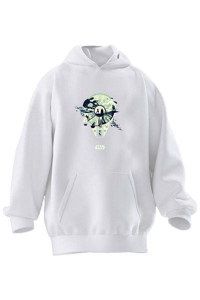 NMG TEKSTİL Φούτερ με κουκούλα Unisex Premium Cotton White Wars με στάμπα με 3 νήματα
