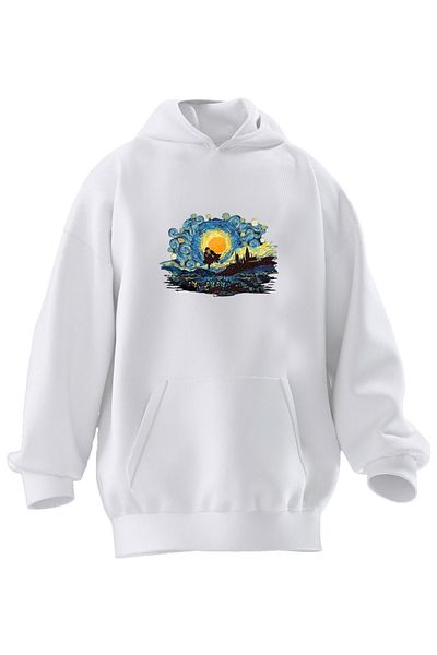 NMG TEKSTİL Φούτερ με κουκούλα Unisex Premium Cotton White Witch's Country με στάμπα με 3 νήματα