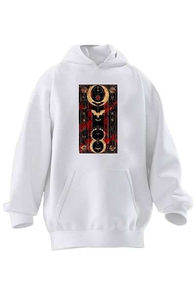 NMG TEKSTİL Φούτερ με κουκούλα Unisex Premium Cotton White State με στάμπα με 3 νήματα