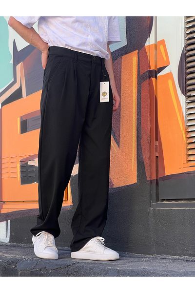 wamoss Men's Vintage Double Pleat Baggy Pants - Pl11