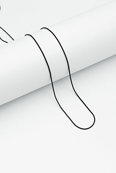 Santalio Yuvarlak Yılan İtalyan Zincir Paslanmaz Çelik Kolye Siyah Renk - 1 mm