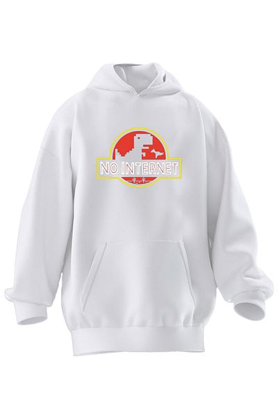 NMG TEKSTİL Φούτερ Unisex Premium Βαμβακερό Λευκό Χωρίς Διαδίκτυο με κουκούλα με 3 νήματα