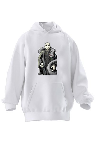 NMG TEKSTİL Φούτερ Unisex Premium Cotton White Snake Hero με στάμπα με κουκούλα με 3 νήματα