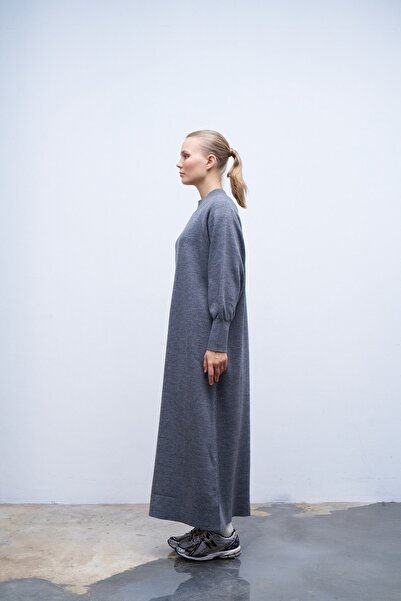 QANU Lamia Triko Elbise Gri