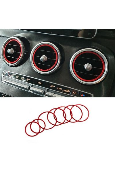 Choice Red Car Air Condition Air Vent Outlet Decoration Inner Ring Trim Sticker Fit For Mercedes Benz C Cla