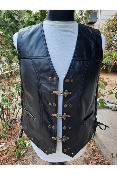 ArdaStilDeri Genuine Leather Biker Chopper Leather Vest