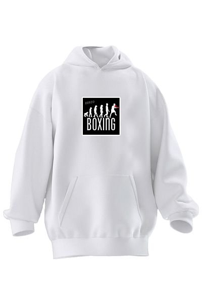 NMG TEKSTİL Φούτερ Unisex Premium Cotton White Boxing με κουκούλα με 3 νήματα