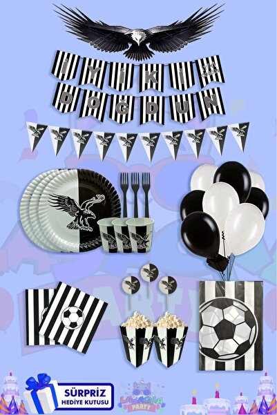 LASAGNA STORE Taraftar Seti 16 Kişilik Siyah Beyaz Sürpriz Hediye Kutulu Doğu...