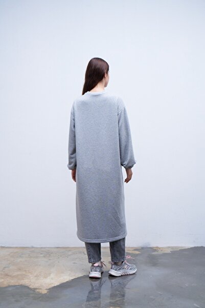 QANU Gray Garnished Pocket Sweatshirt