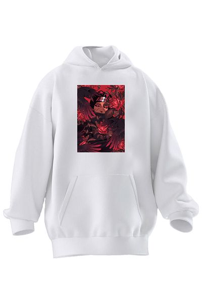 NMG TEKSTİL Hanorac unisex cu glugă cu imprimeu alb premium - 3 fire