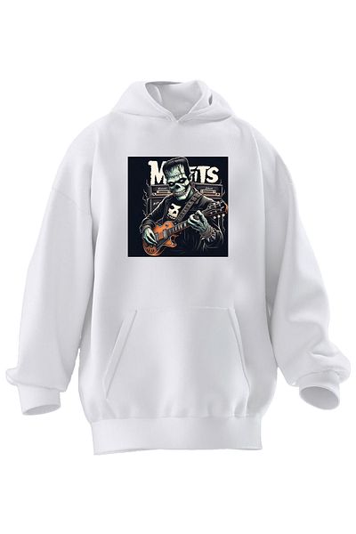 NMG TEKSTİL Φούτερ Unisex Premium Cotton White Mofits με κουκούλα με 3 νήματα