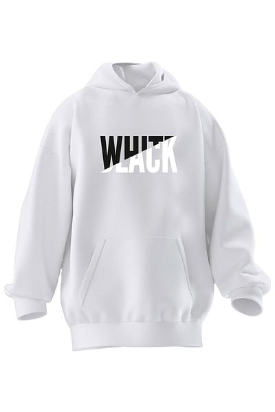 NMG TEKSTİL Φούτερ Premium Λευκό και Μαύρο Unisex με κουκούλα - 3 νήματα