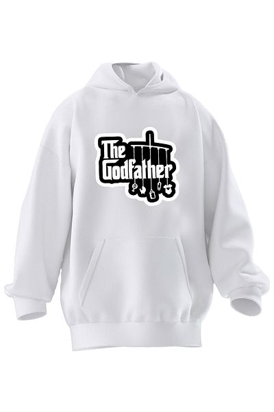 NMG TEKSTİL Φούτερ με κουκούλα Unisex Premium Βαμβακερό Λευκό The Good Father Text με 3 νήματα