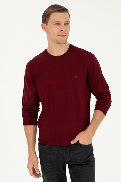 Cacharel Men's Slim Fit Basic Sweater - Claret Red