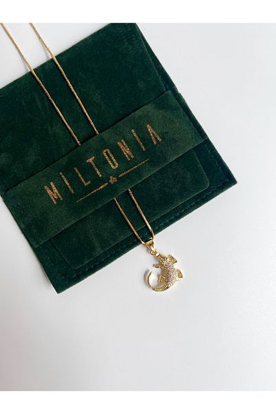 Miltonia Zircon Stone Lizard Steel Necklace