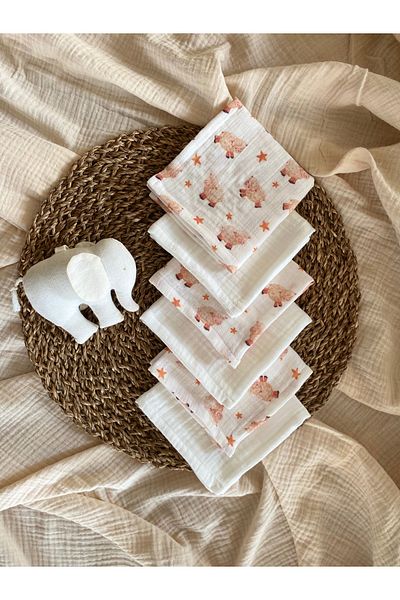 ToprikoKids Kuzucuk 100% Organic Cotton Set of 6 28 X 28 Mouth Wipes