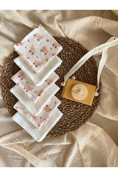 ToprikoKids Kuzucuk 100% Organic Cotton Set of 6 28 X 28 Mouth Wipes